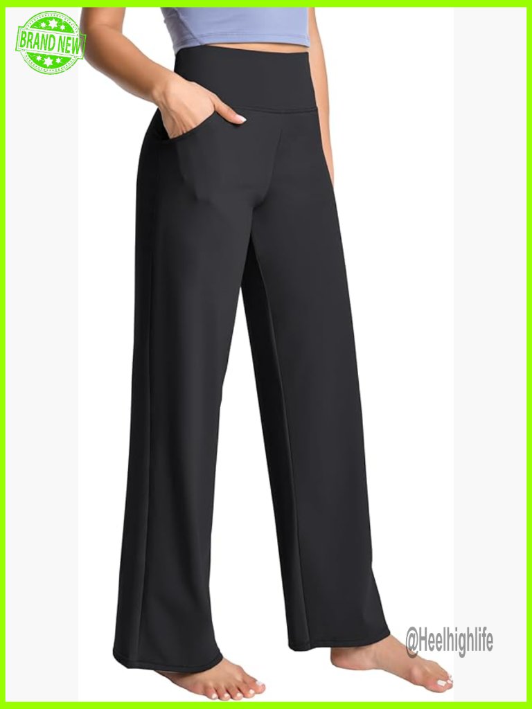 High Waist Wide Leg Yoga Pants With Pockets Loose Lounge Sweatpants